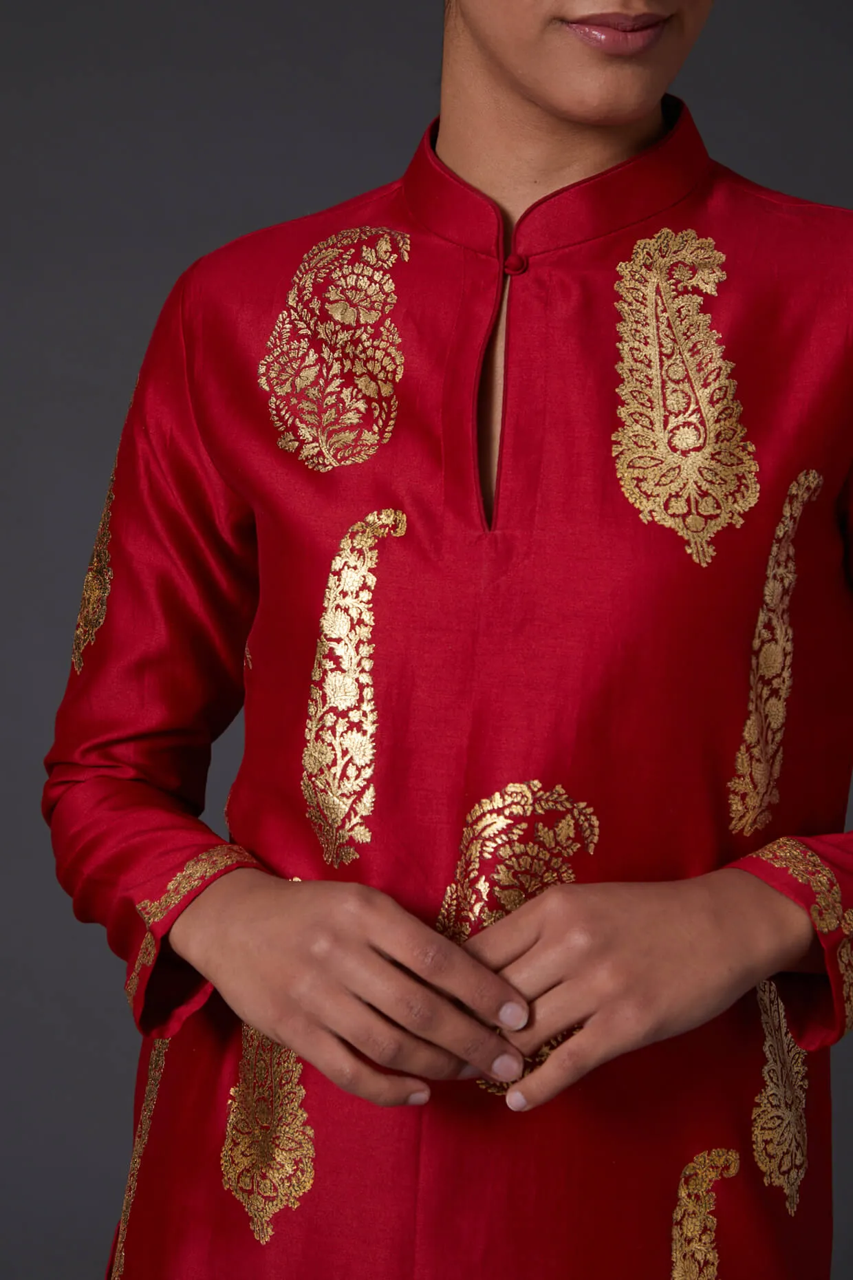 Red & Gold Kurta With Palazzo