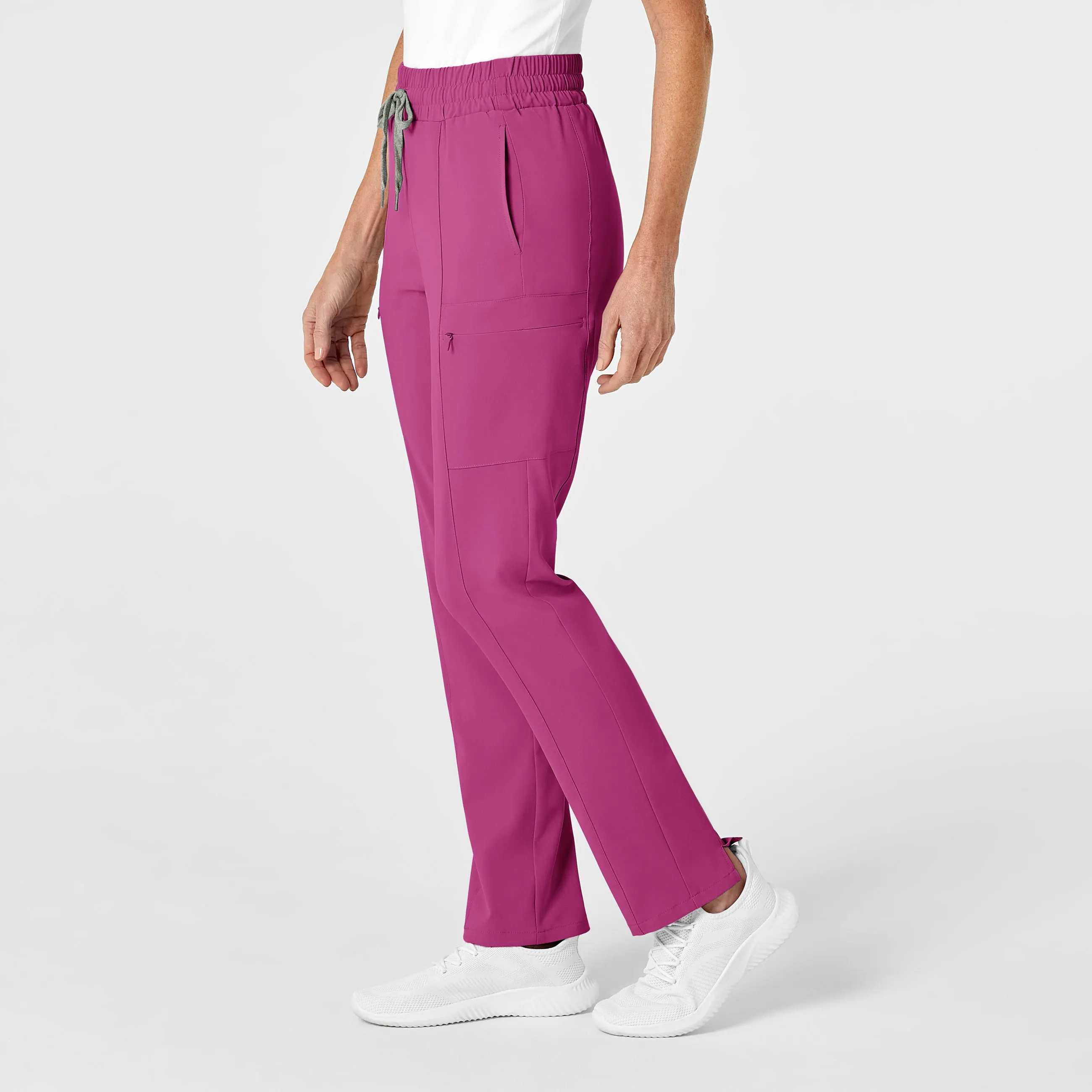 RENEW 5334 High Waist Slim Leg Scrub Pants Raspberry