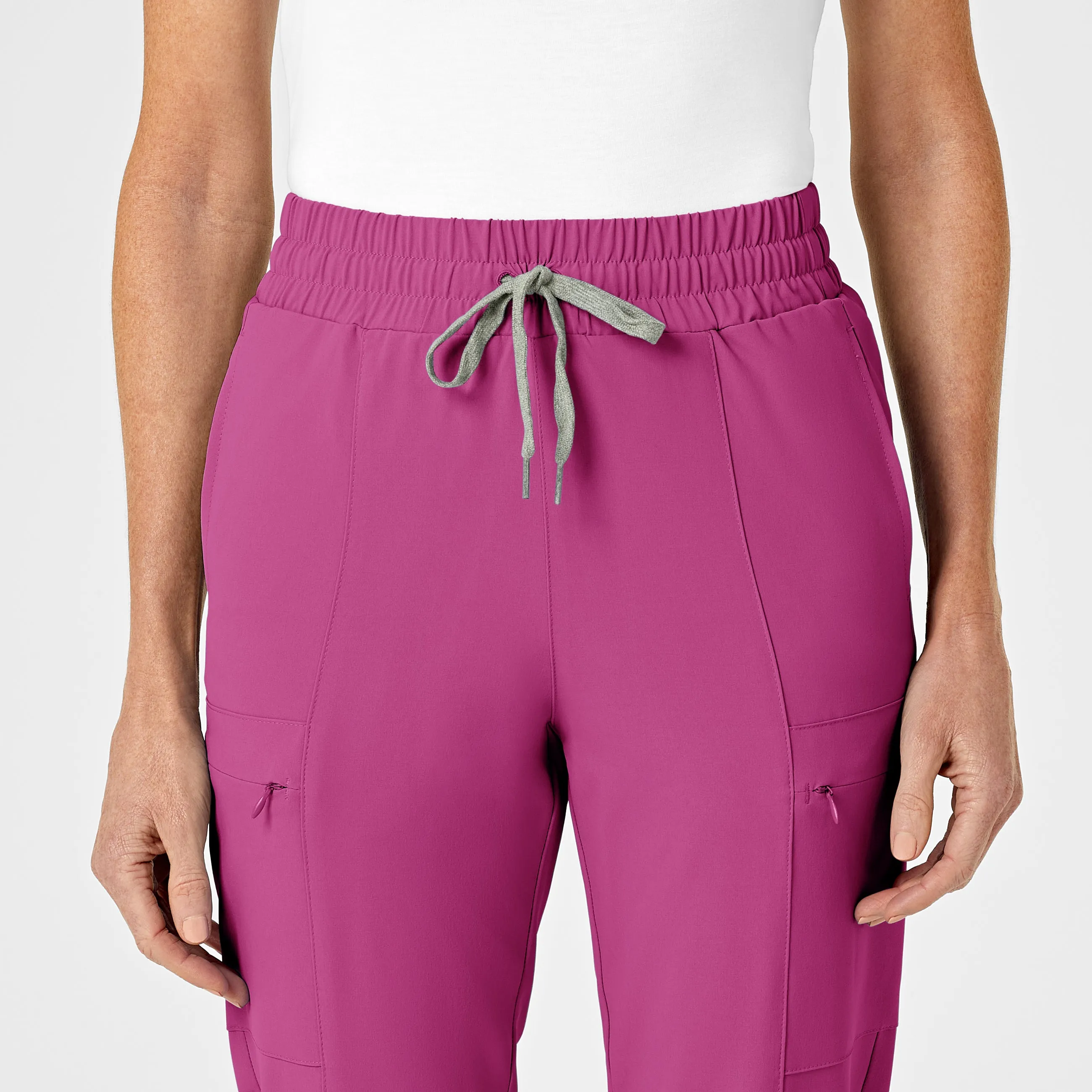 RENEW 5334 High Waist Slim Leg Scrub Pants Raspberry