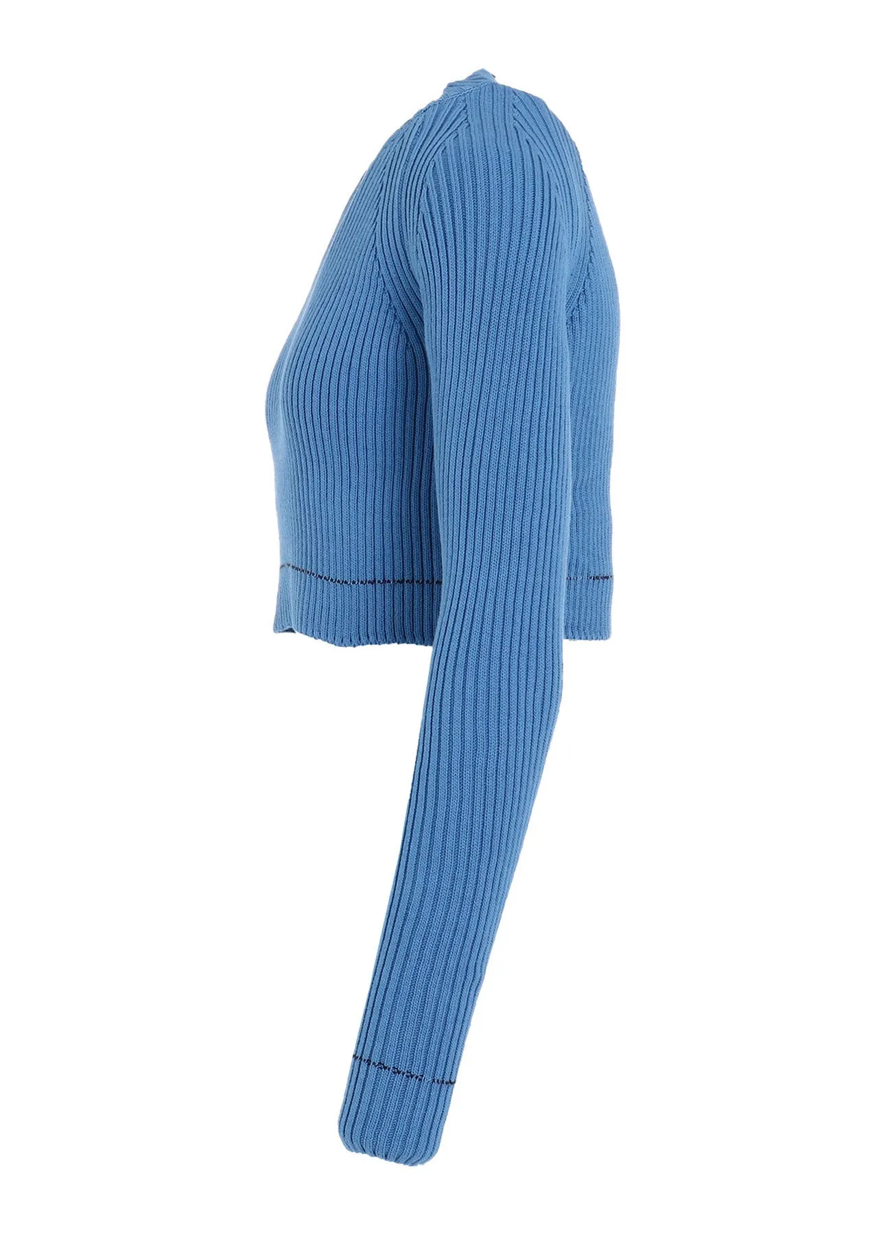 RIB STITCH TWISTED LONG SLEEVE RIB CROPPED PULLOVER
