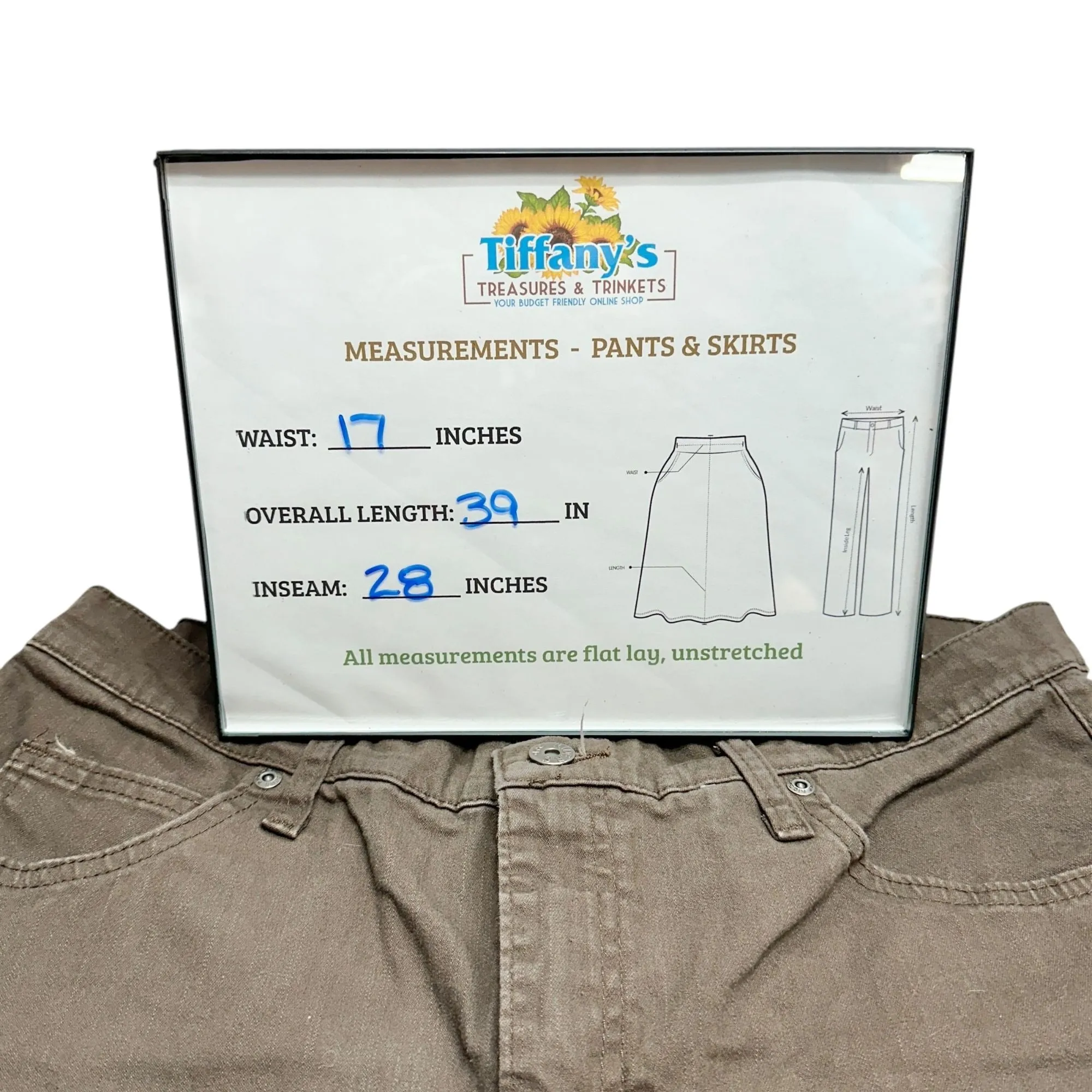 Riders By Lee Pants Womens 16P Brown Straight Leg Mid-Rise Cotton Blend