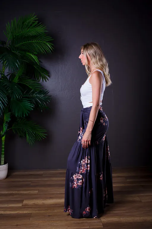 ROCCO TIE WAIST WIDE LEG FLORAL PANTS
