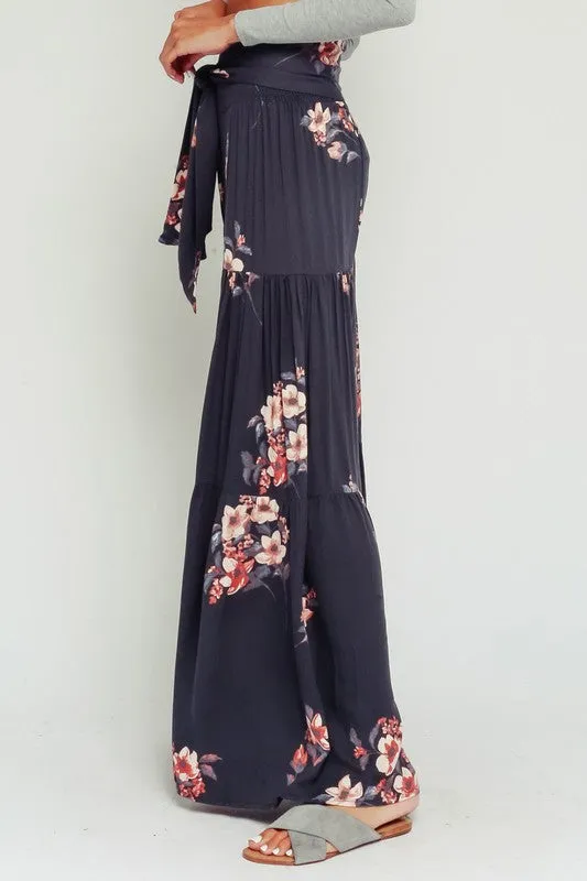 ROCCO TIE WAIST WIDE LEG FLORAL PANTS