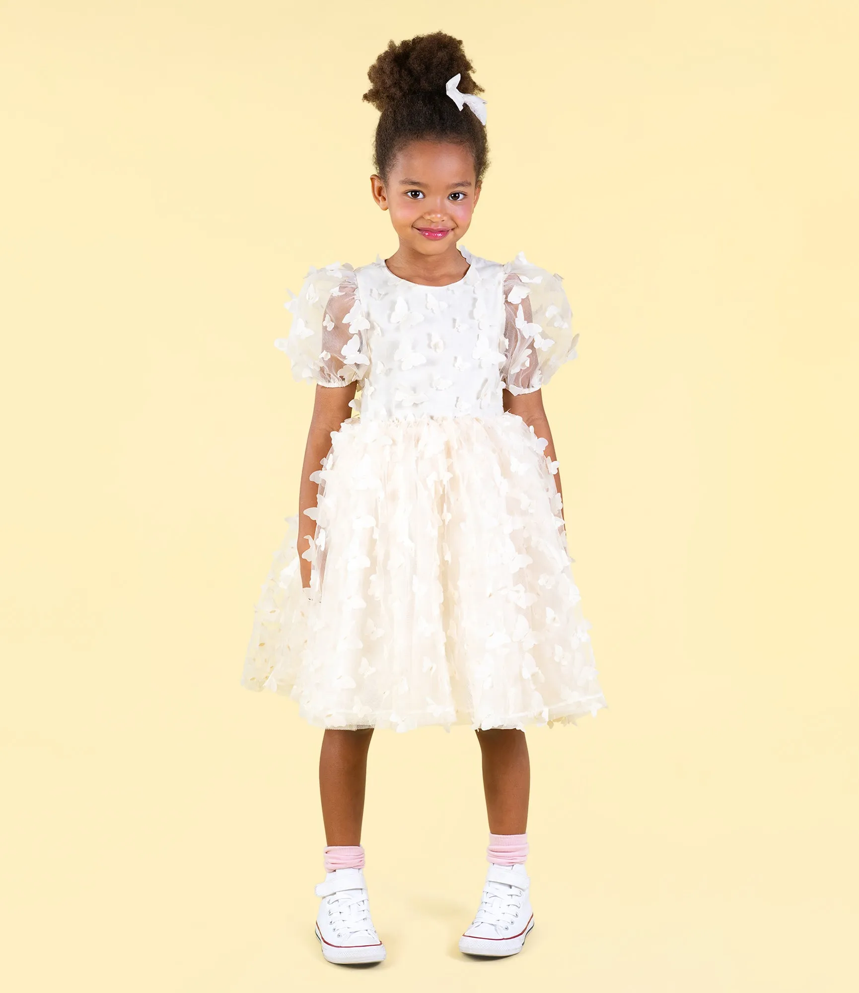 ROCK YOUR BABY CREAM BUTTERFLY TULLE PARTY DRESS