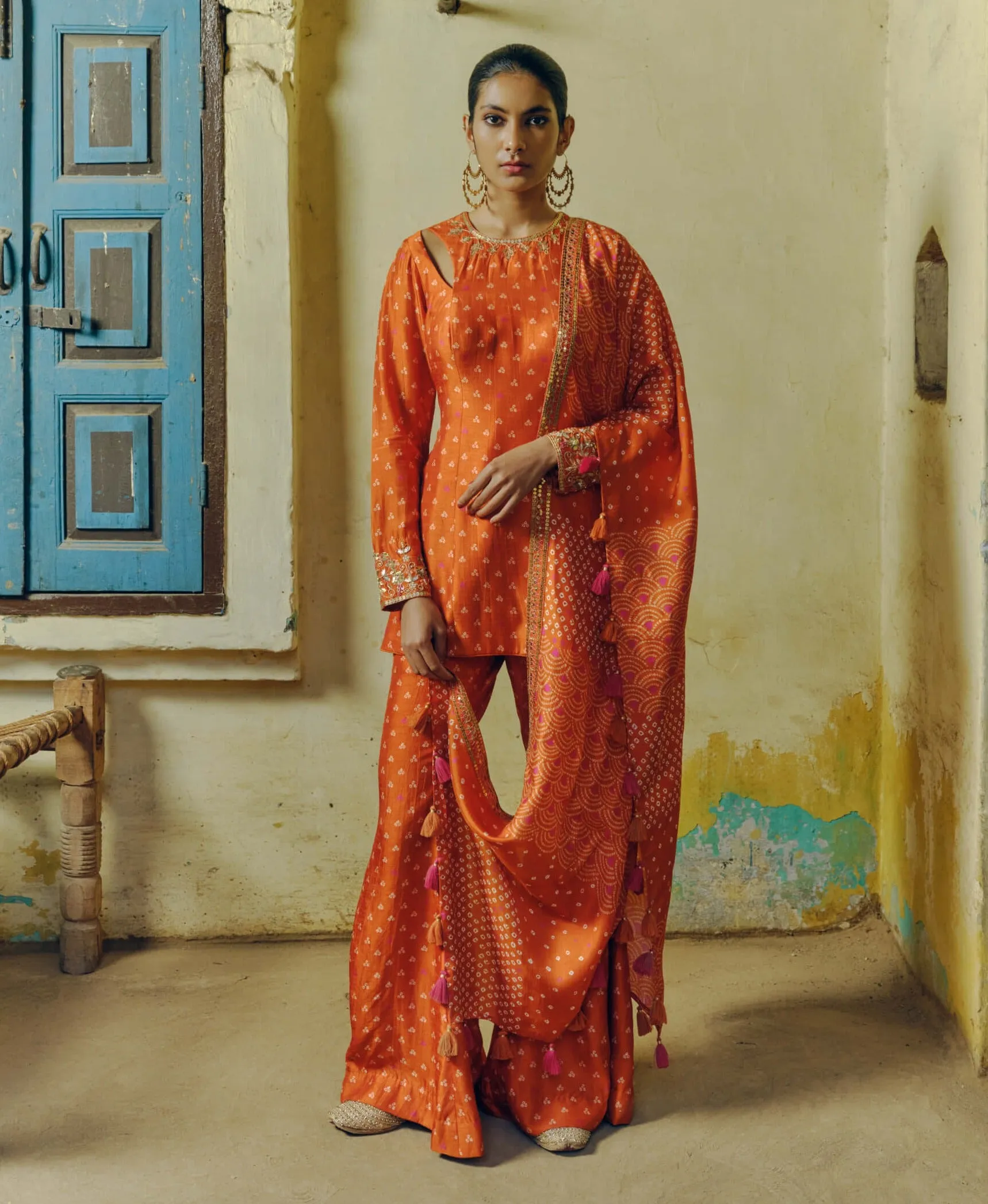 Rust kurta and palazzo set