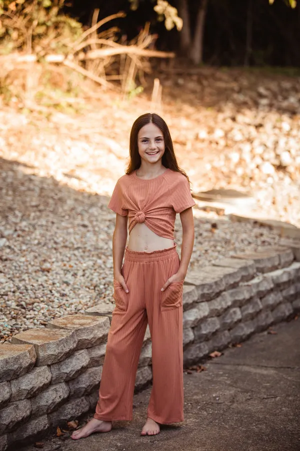 Salmon Ribbed Lounge Pants