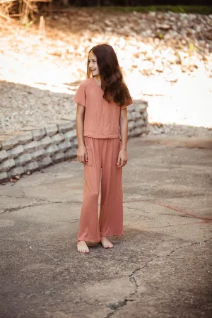Salmon Ribbed Lounge Pants