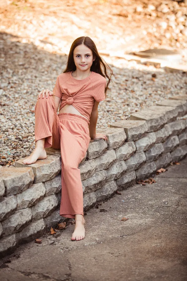 Salmon Ribbed Lounge Pants