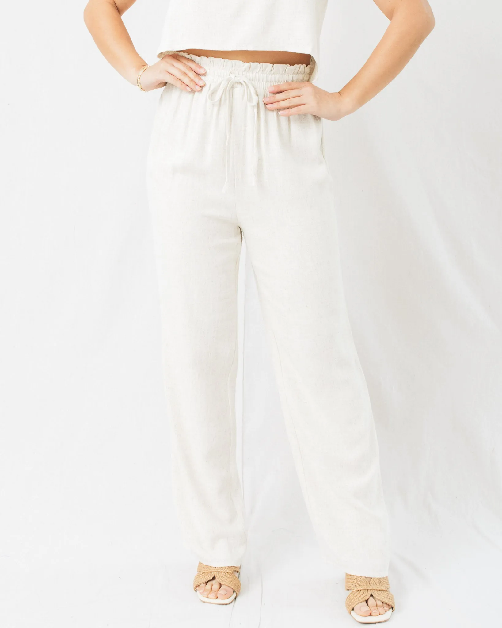 Sand Washed High Waist Flowy Pants