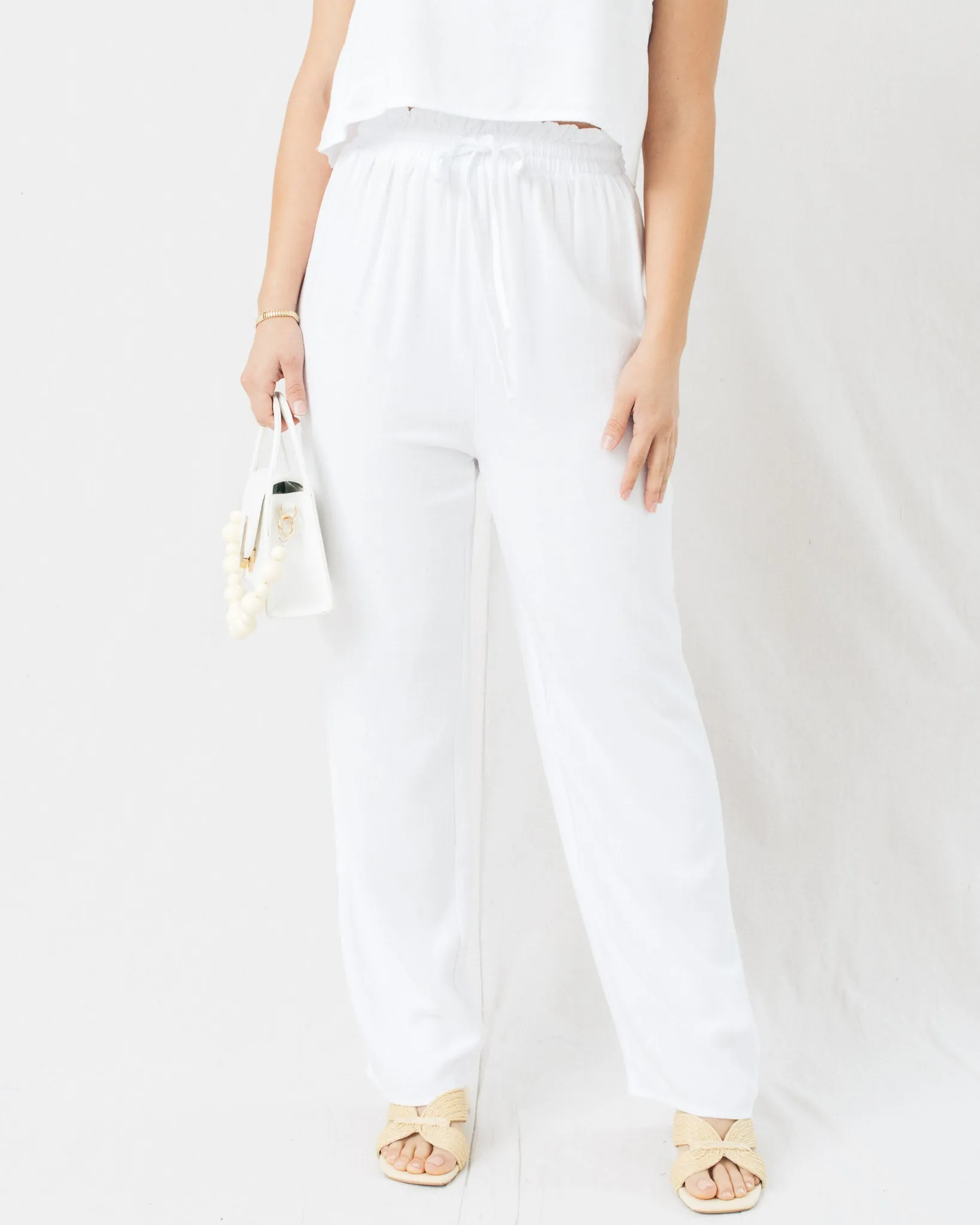Sand Washed High Waist Flowy Pants