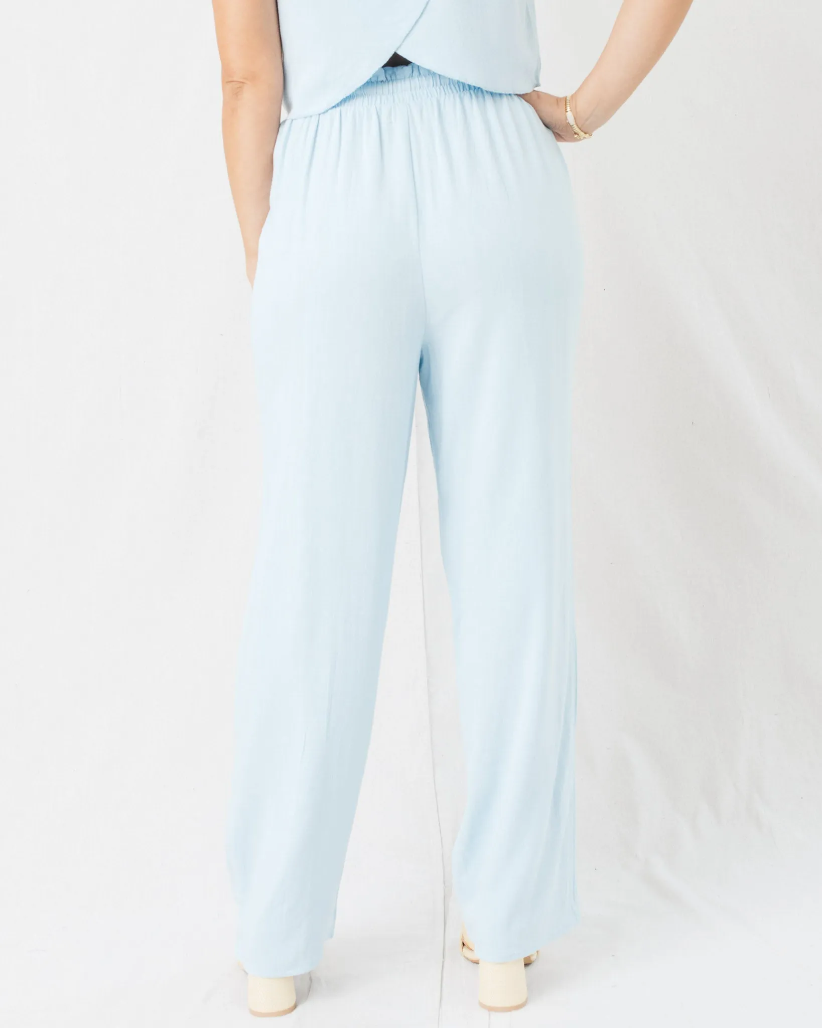 Sand Washed High Waist Flowy Pants