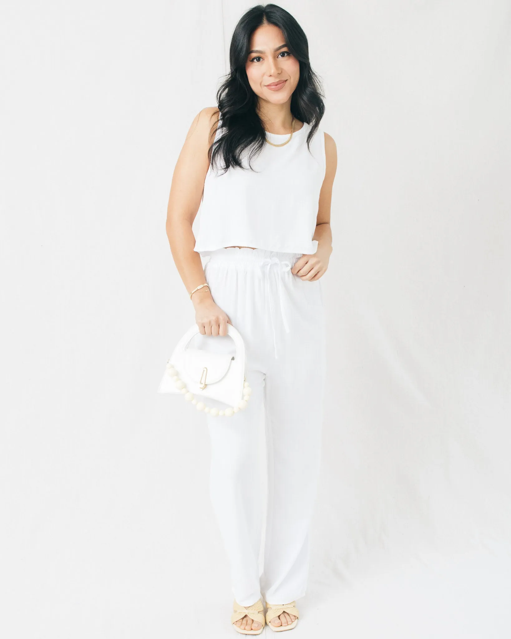 Sand Washed High Waist Flowy Pants