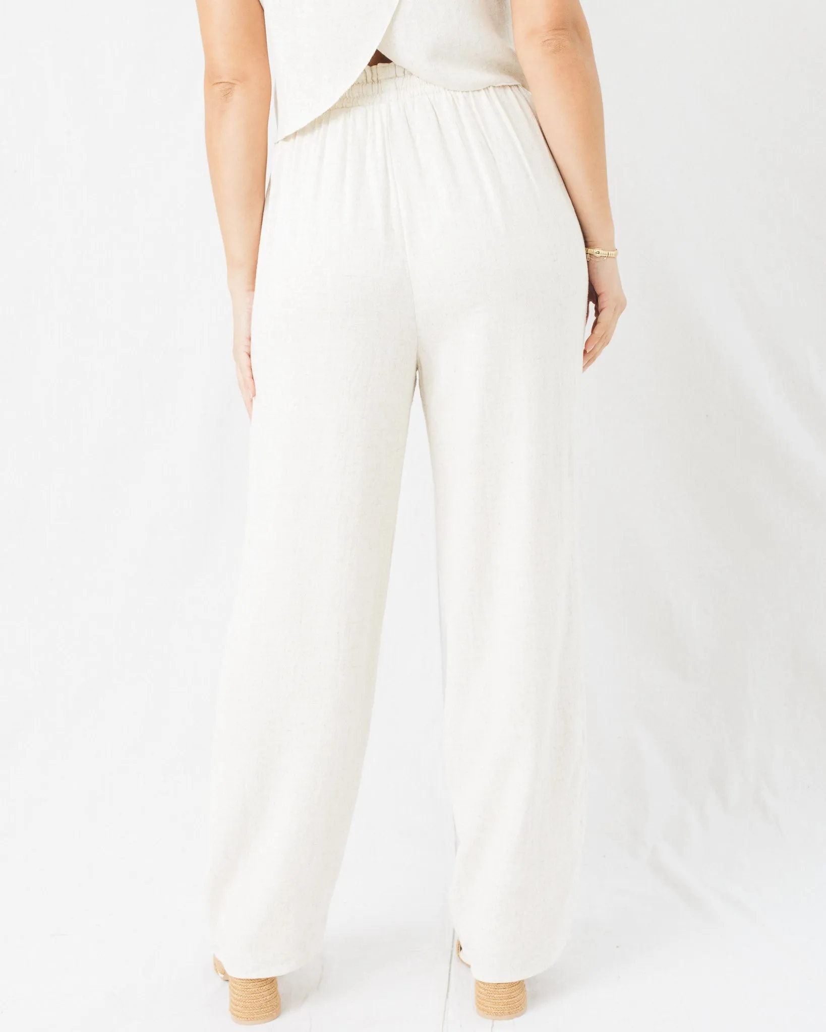 Sand Washed High Waist Flowy Pants