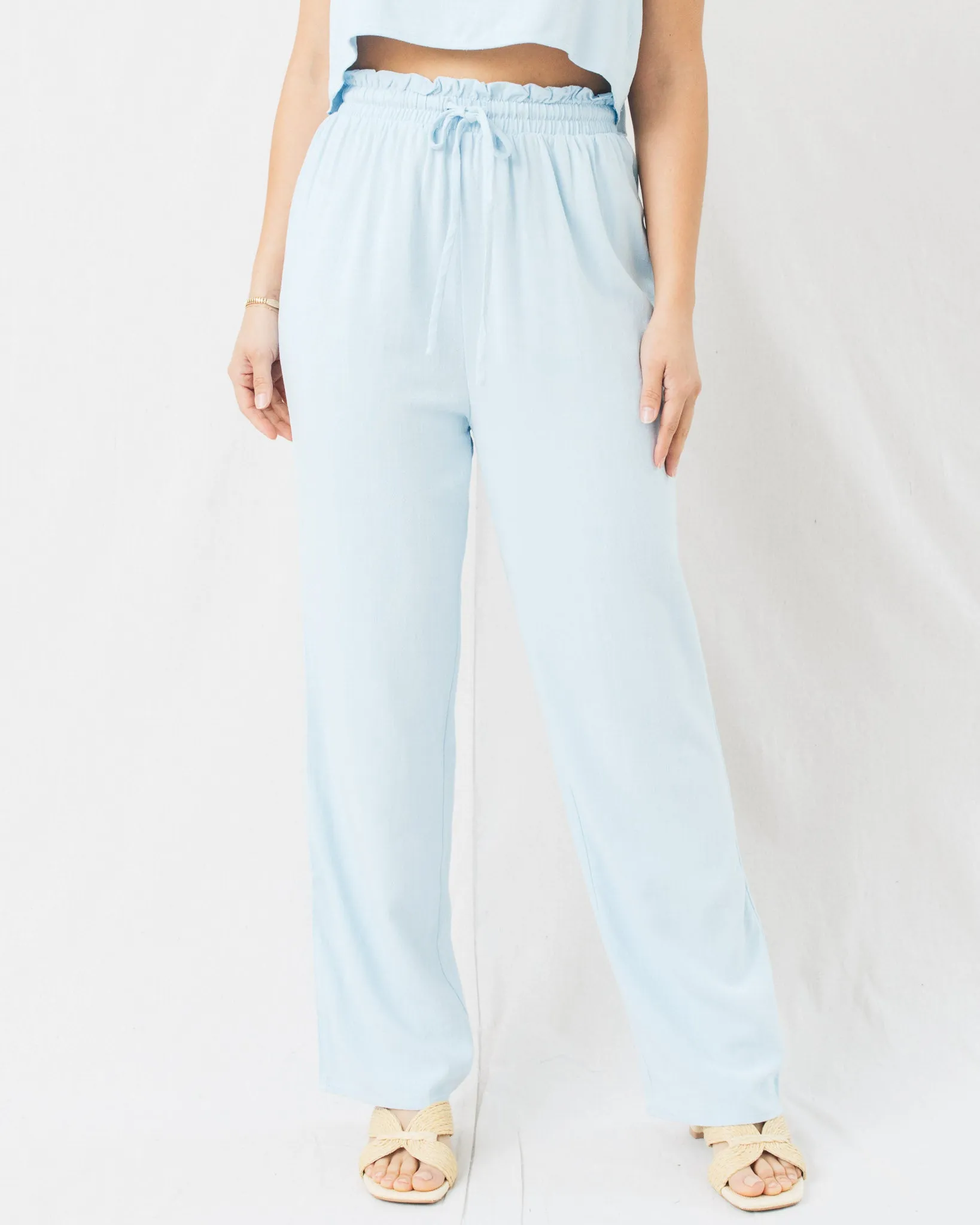 Sand Washed High Waist Flowy Pants