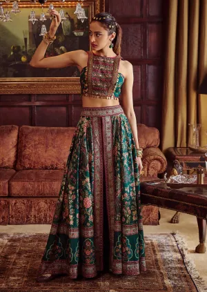 Scarlett bottle green palazzo lehenga and blouse