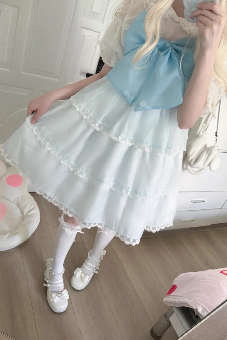 Seaside Pearls High Waisted Multi-layer Bowknot Sweet Lolita Jsk Dress 2 Colors