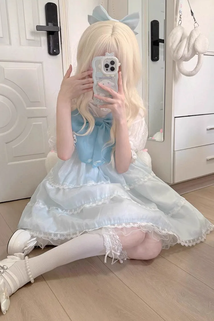 Seaside Pearls High Waisted Multi-layer Bowknot Sweet Lolita Jsk Dress 2 Colors