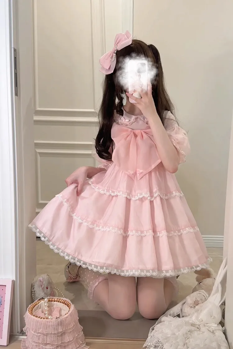 Seaside Pearls High Waisted Multi-layer Bowknot Sweet Lolita Jsk Dress 2 Colors