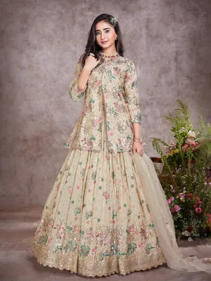 Serene Pale Cream Lehenga for Girl