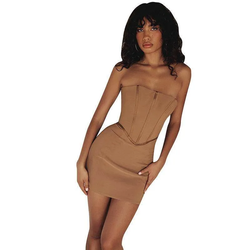 Sexy Slim-fit Corset Fishbone Tube Top Dress