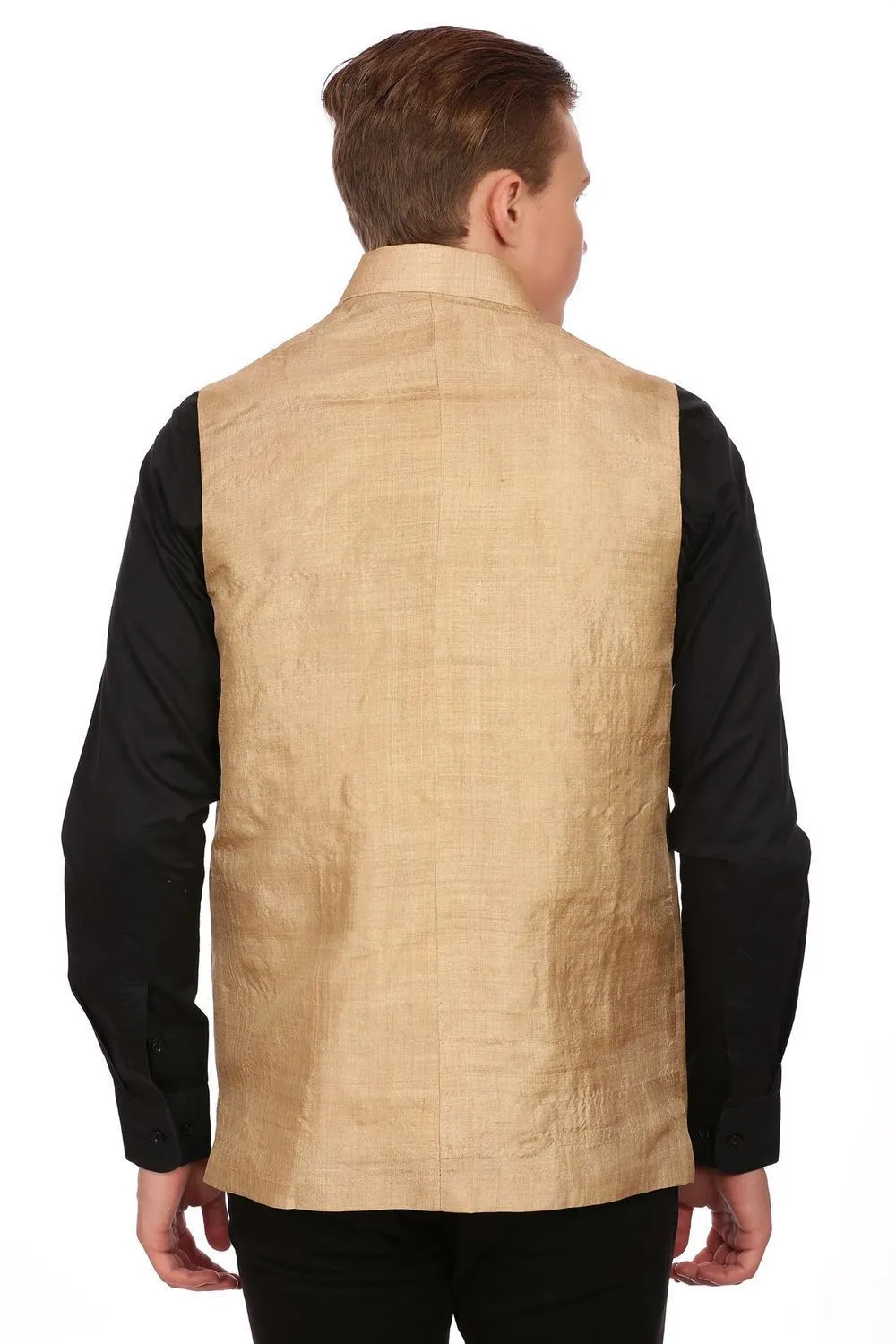 Silk blend Gold Modi Nehru Jacket