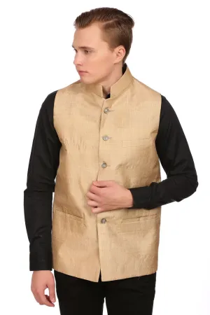Silk blend Gold Modi Nehru Jacket