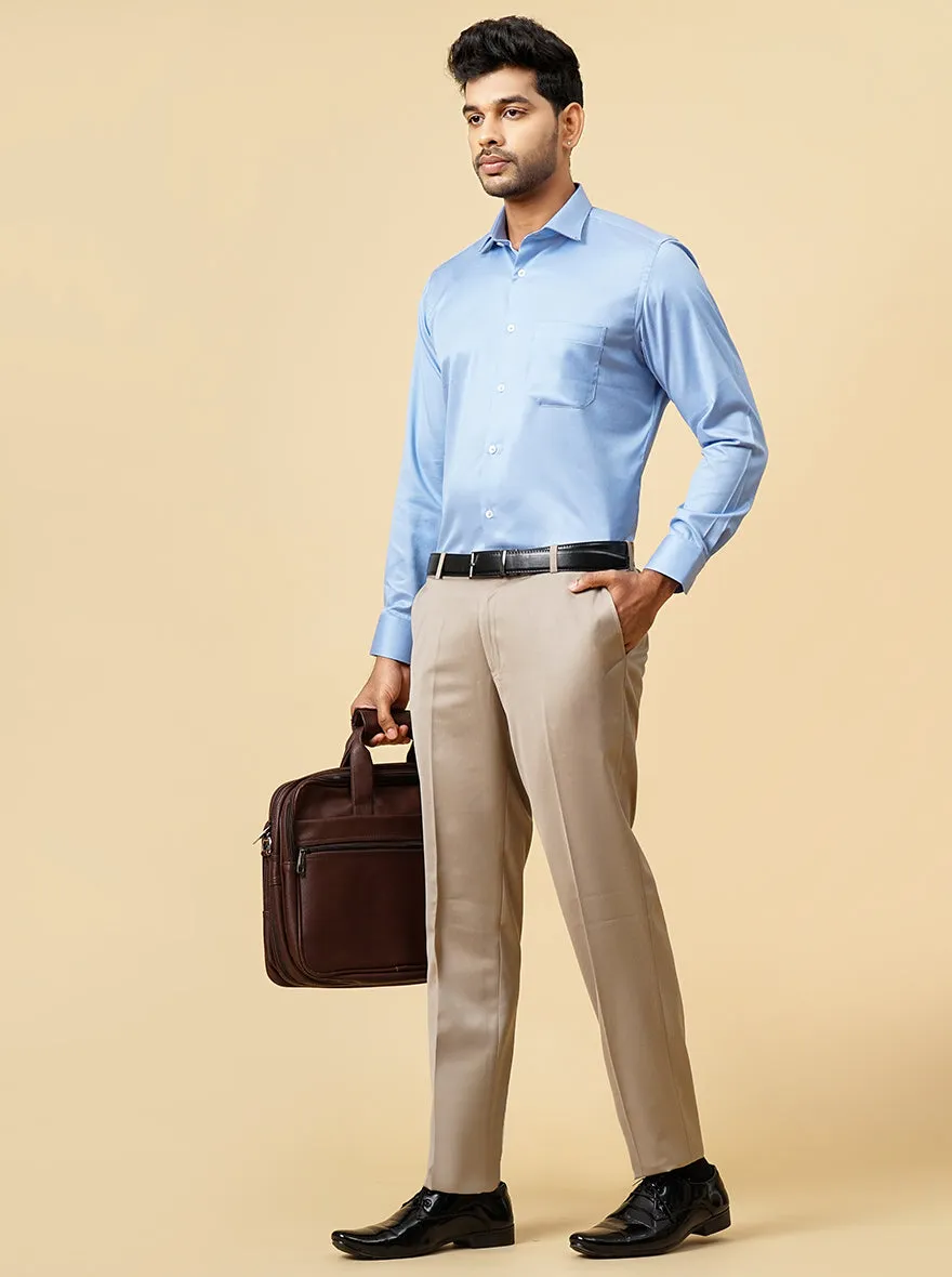 Sky Blue Solid Slim Fit Formal Shirt | Metal