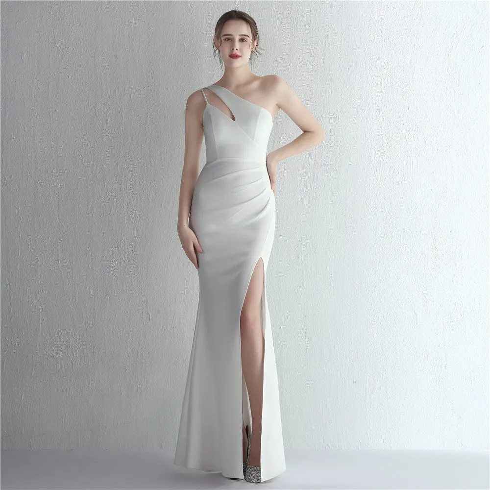 Slim One Shoulder Long Party Evening Dress Slim Mermaid Dress