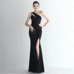 Slim One Shoulder Long Party Evening Dress Slim Mermaid Dress