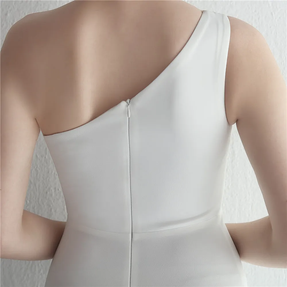 Slim One Shoulder Long Party Evening Dress Slim Mermaid Dress