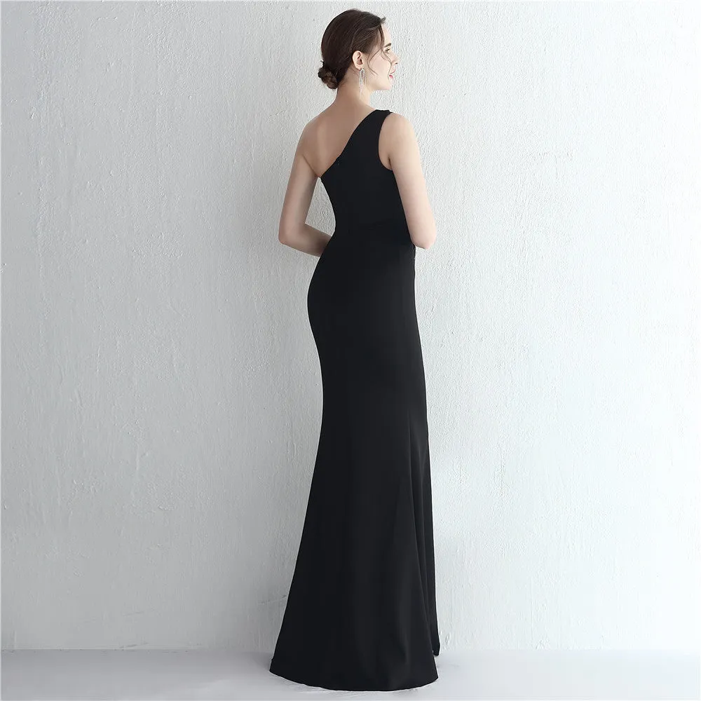 Slim One Shoulder Long Party Evening Dress Slim Mermaid Dress