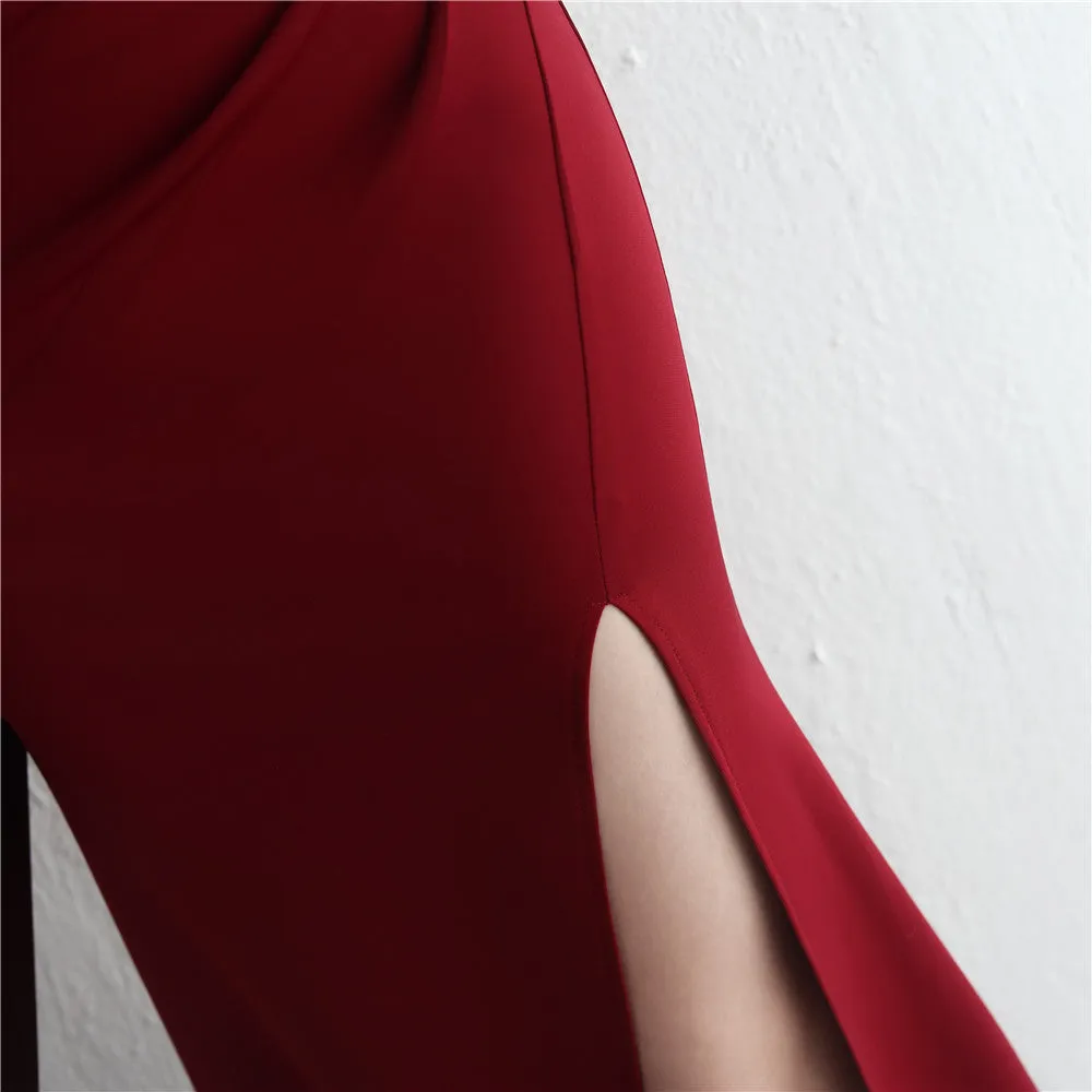 Slim One Shoulder Long Party Evening Dress Slim Mermaid Dress