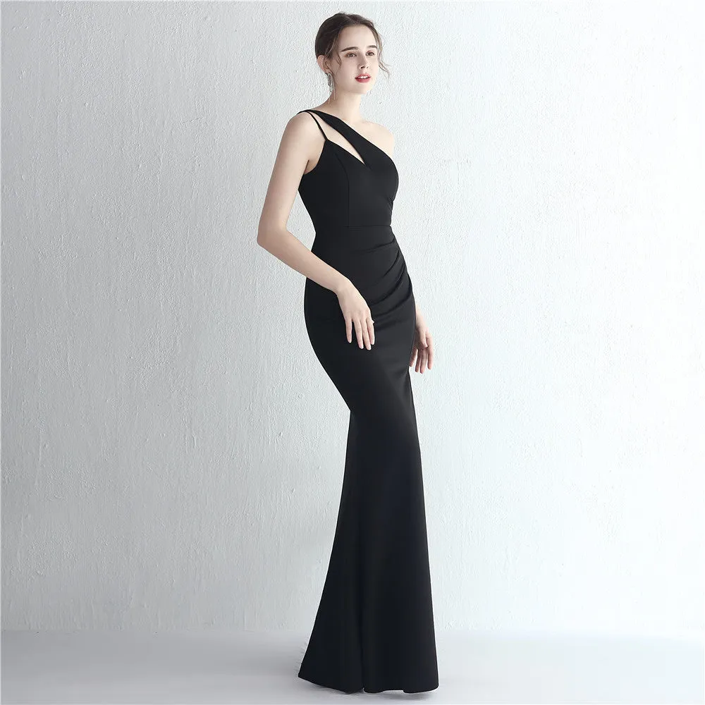 Slim One Shoulder Long Party Evening Dress Slim Mermaid Dress