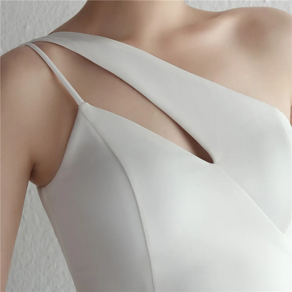 Slim One Shoulder Long Party Evening Dress Slim Mermaid Dress