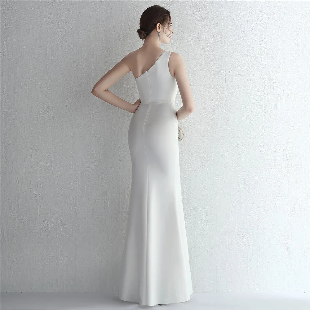 Slim One Shoulder Long Party Evening Dress Slim Mermaid Dress