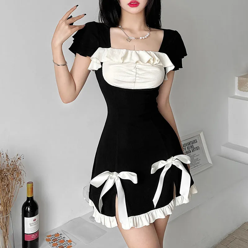 Slim Ribbon Ruffle Summer Dress