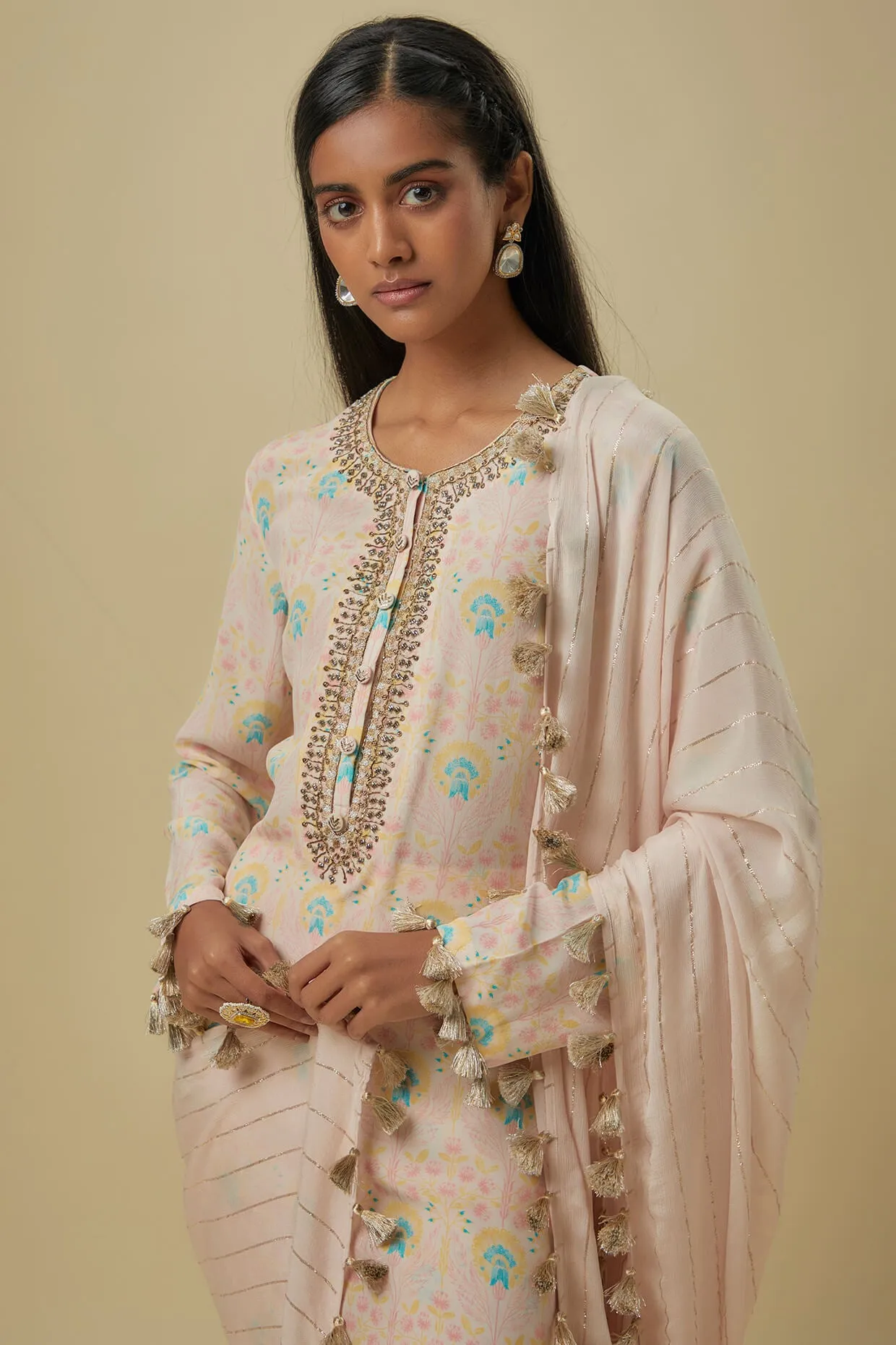 Stone flower butta kurta and palazzo set