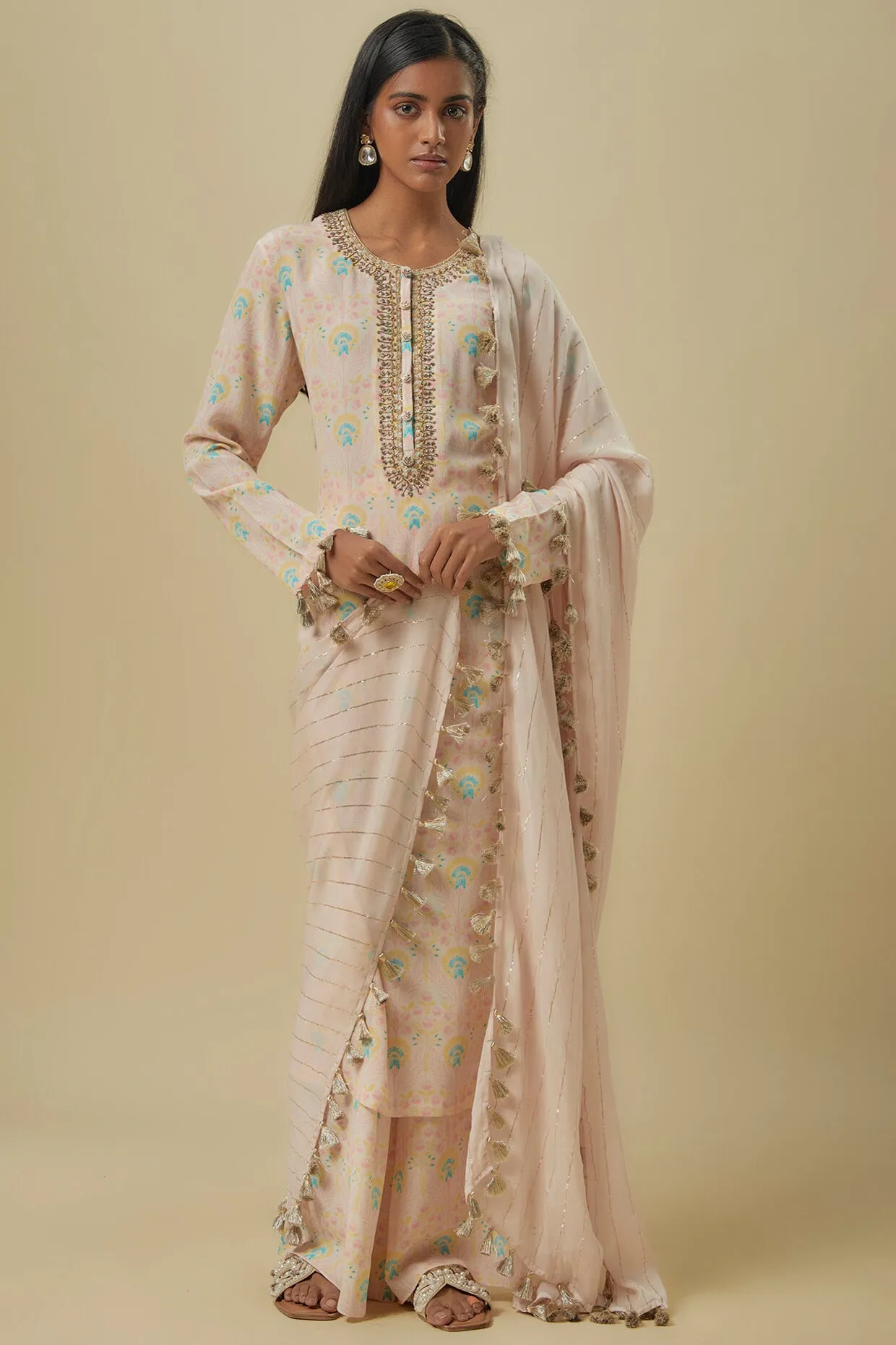 Stone flower butta kurta and palazzo set