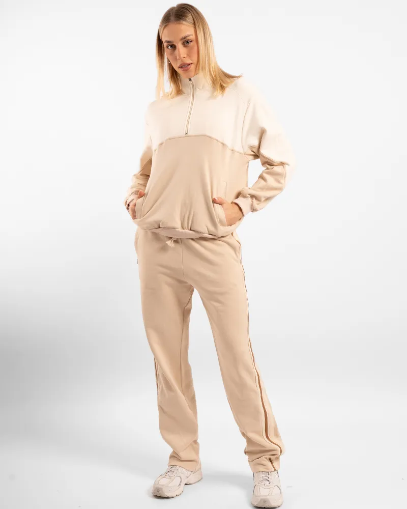 Straight Leg Track Pant - Off-White/Sand