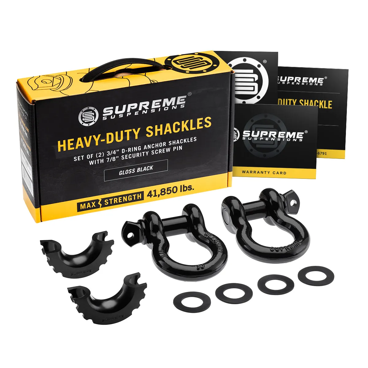 Supreme Suspensions® Heavy Duty 3/4" D Ring Anchor Shackle with 7/8" Security Screw Pin, D-Ring Isolator and Washers