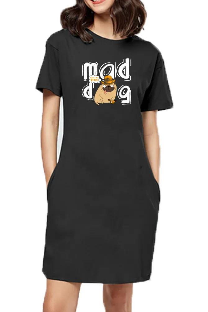 T-shirt Dress With Pockets - Pizza Pug (3 Colours) (Slim Fit)