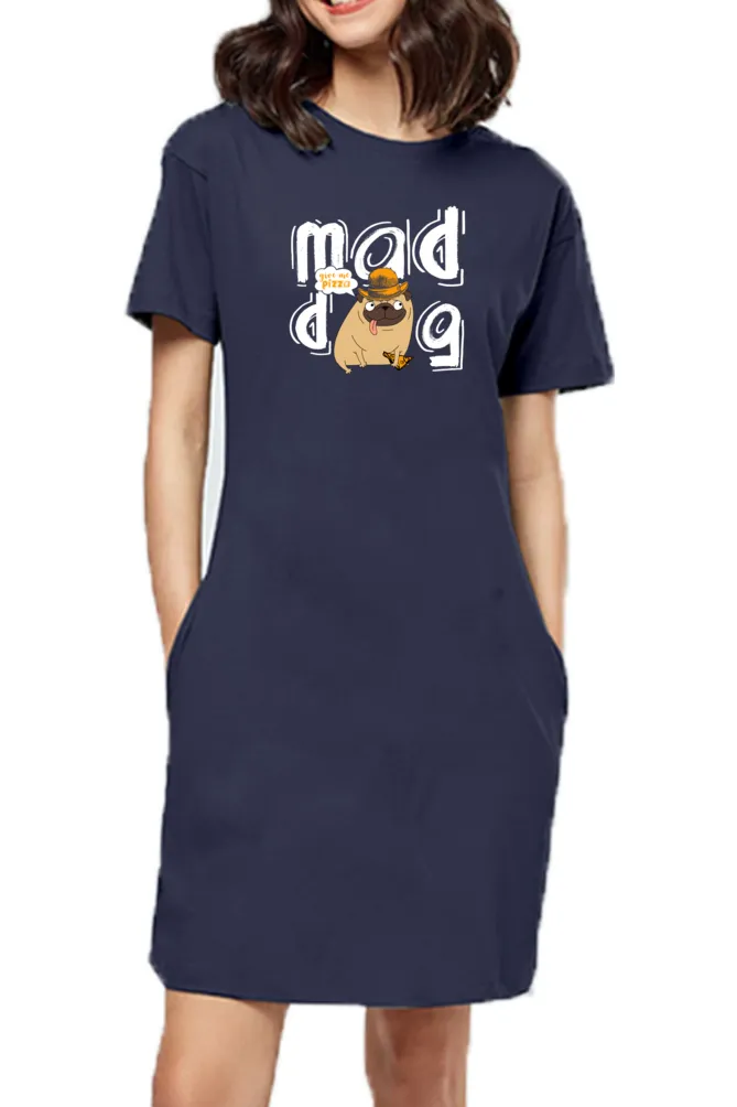 T-shirt Dress With Pockets - Pizza Pug (3 Colours) (Slim Fit)