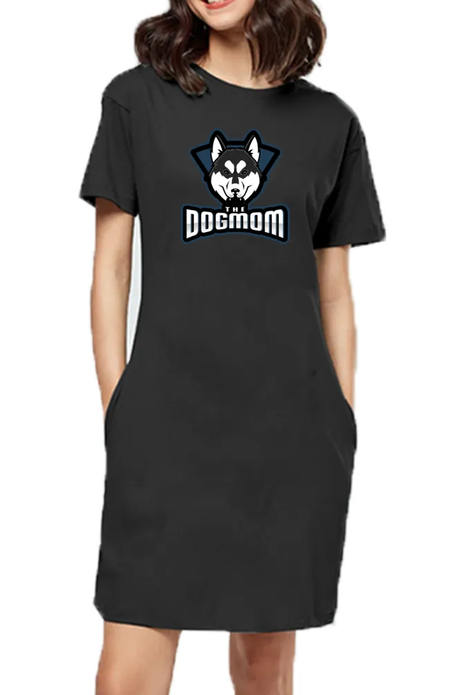 T-shirt Dress With Pockets - The Dogmom Husky (6 Colours) (Slim Fit)