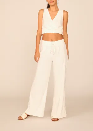 Terry Cloth High Waisted Wide Leg Pants