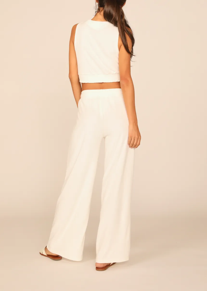 Terry Cloth High Waisted Wide Leg Pants