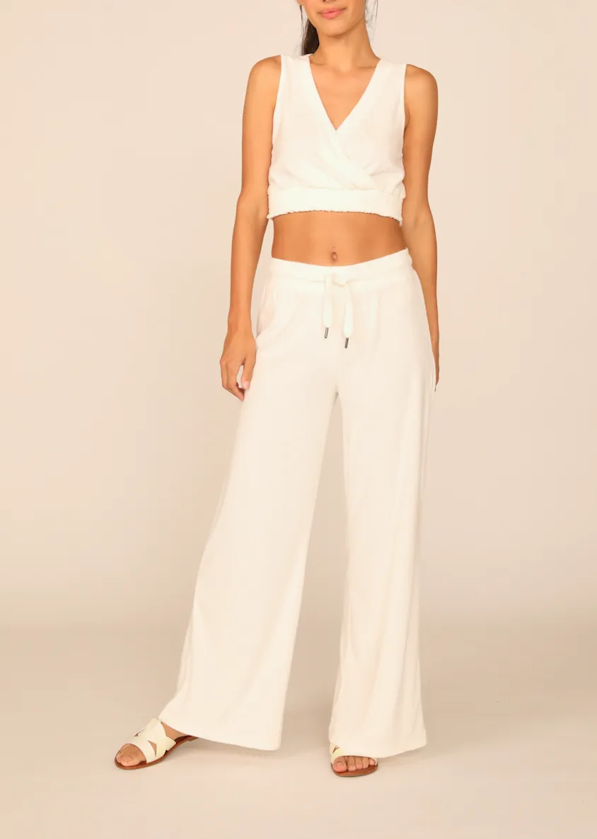Terry Cloth High Waisted Wide Leg Pants