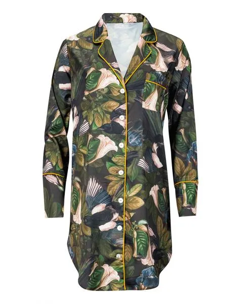 The Satin Sleepshirt - Iris & Swallows -
