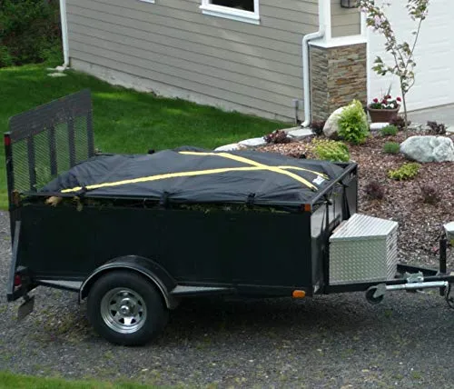 The X-Cover by TRPx - Trailer and Truck Bed Cover Small – Integrated Heavy Duty Black Tarp and Tie Down System. Fits: Extra Short Bed, Short Bed and Utility Trailers up to 5'6"