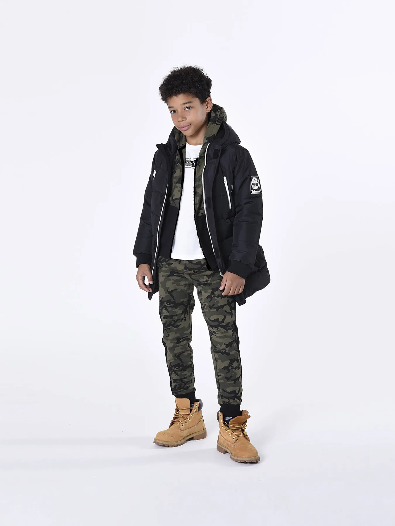 Timberland Junior Black Hooded Puffer Jacket