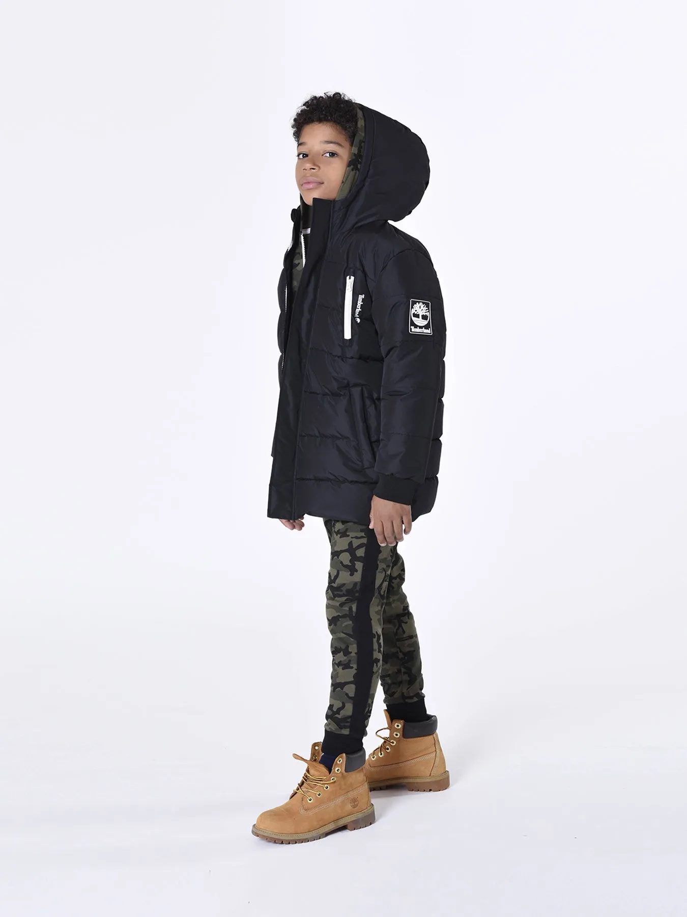 Timberland Junior Black Hooded Puffer Jacket